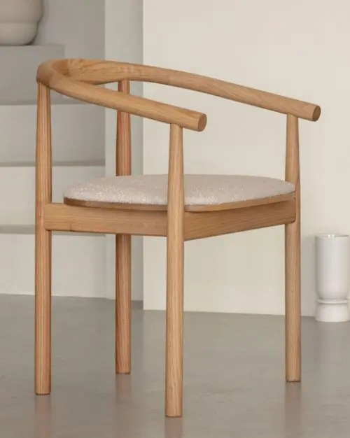 Eetkamerstoel Calm | Natural | Beige Bouclé