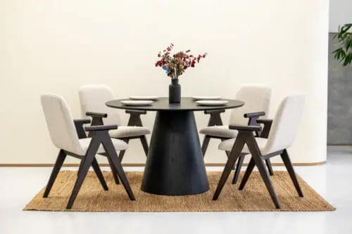 Japandi eettafel Mori | Ebony | Rond | 120cm