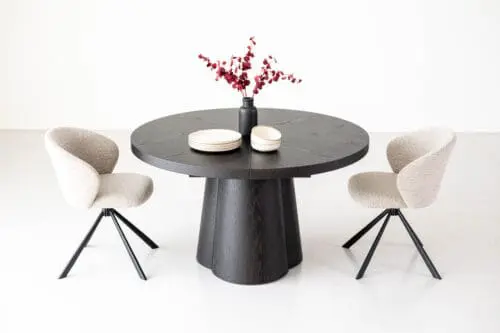 Japandi eettafel Moda | Ebony | Rond | uitschuifbaar