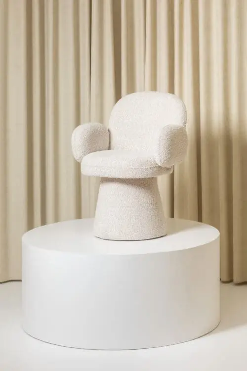 Draaibare Japandi stoel Mochi | Creme | Teddy