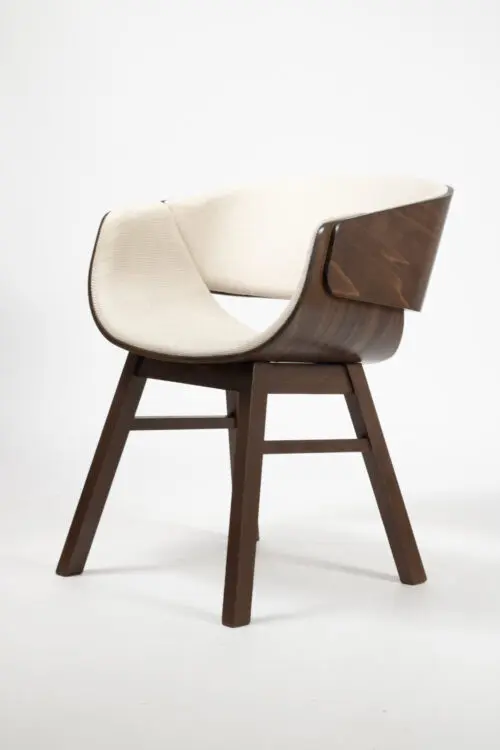 Japandi Eetkamerstoel Qube | Walnoot | Creme