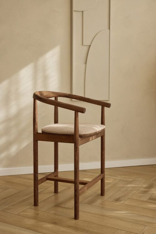 Japandi-Barstuhl Calm | Bronze | Bouclé